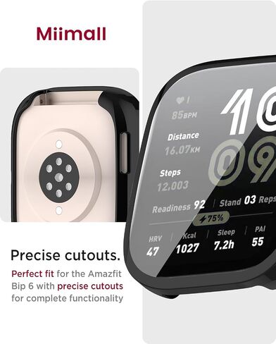 2 Pack Miimall Case Compatible for Amazfit Bip 6 Bumper [Plating Frame] [Full Coverage], Scratch-Proof, Women Men Soft TPU Cover Protective Cases All-Around Screen Protector for Bip 6 (Clear) in Saudi Arabia