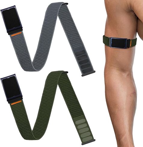 2 Pack 22mm Sport Stretchy & Breathable Ankle/Arm Band Compatible with Amazfit Helio Strap, Men Women Sport Wristband for Fitness Tracker in Kuwait