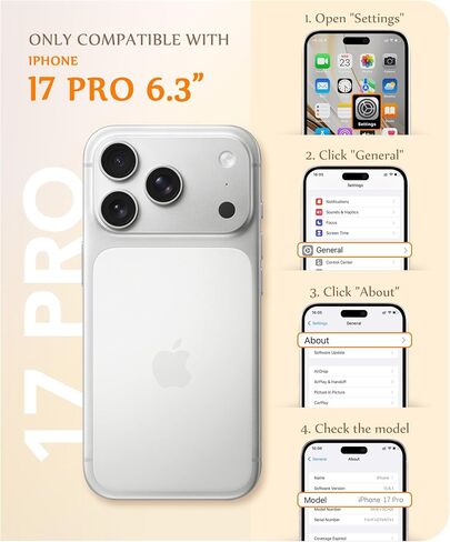 GVIEWIN for iPhone 17 Pro Case Compatible with MagSafe, with Screen Protector [Full Camera Protection] Military-Grade Shockproof Slim Magnetic Marble Phone Case for 17 Pro 6.3", A-Pearlescent/Gold in Kuwait