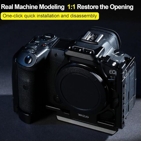قفص كاميرا كامل لكاميرا Canon EOS R5، مثبت خفيف الوزن من سبائك الألومنيوم 6061 مع حامل حذاء بارد، قاعدة Arca-Swiss وفتحات ملولبة 1/4 بوصة للجيمبال وتصوير الفيديو (تيتانيوم) in Kuwait