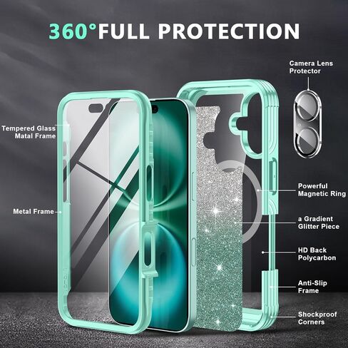 حافظة Hekodonk لهاتف iPhone 17 Pro Max، متوافقة مع Magsafe [واقي شاشة زجاجي مقوى مدمج وحماية عدسة الكاميرا] حافظة حماية كاملة مضادة للصدمات للنساء والفتيات، باللون الوردي بالكامل in Saudi Arabia