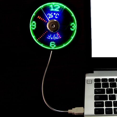 مروحة ساعة USB، مروحة إضاءة LED مع عرض درجة الحرارة وعرض الوقت الحقيقي in Saudi Arabia