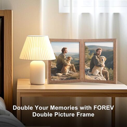 4x6 Double Picture Frame Wooden Hinged Photo Frame Definition Glass Stand Vertically on Desktop or Tabletop Black in Kuwait