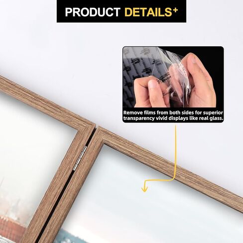 4x6 Double Picture Frame Wooden Hinged Photo Frame Definition Glass Stand Vertically on Desktop or Tabletop Black in Kuwait