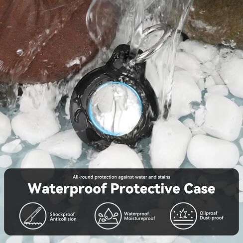 Upgrade Waterproof 4 Pack for Airtags Holder with Apple Air-tag Keychain, Hard PC Air Tag Case Cover Key Chain for Accessories for GPS Item Tracker Case for Kids Bags - Black+Brown+Suntan+DarkGreen in Saudi Arabia