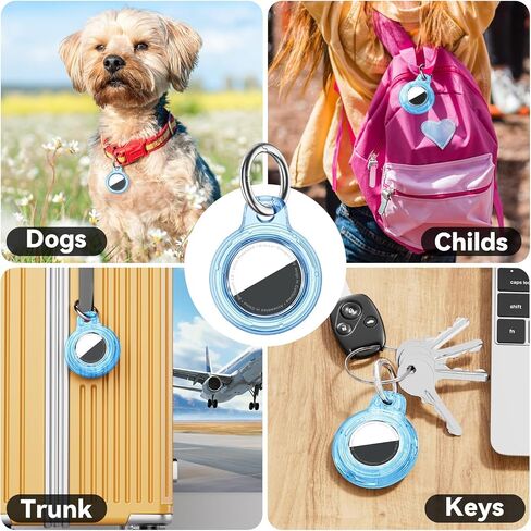 Upgrade Waterproof 4 Pack for Airtags Holder with Apple Air-tag Keychain, Hard PC Air Tag Case Cover Key Chain for Accessories for GPS Item Tracker Case for Kids Bags - Black+Brown+Suntan+DarkGreen in Saudi Arabia