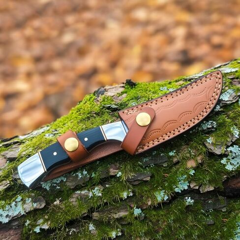 سكين MAZEDAZE Buck Hunting Premium ذو ​​الشفرة الثابتة - سكاكين سلخ متينة بطول 8 بوصات | سكاكين الصيد ذات الحواف الحادة | سكين صيد كامل تانغ مع غمد جلدي فاخر | سكاكين مطاردة بمقبض مريح للصيد والتخييم والمشي لمسافات طويلة in Kuwait