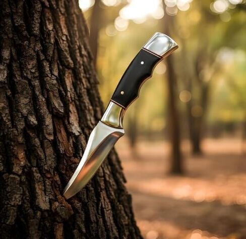 سكين MAZEDAZE Buck Hunting Premium ذو ​​الشفرة الثابتة - سكاكين سلخ متينة بطول 8 بوصات | سكاكين الصيد ذات الحواف الحادة | سكين صيد كامل تانغ مع غمد جلدي فاخر | سكاكين مطاردة بمقبض مريح للصيد والتخييم والمشي لمسافات طويلة in Kuwait