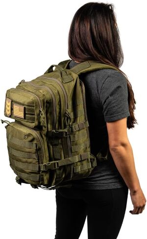 3VGEAR Velox II Quick Action Tactical Backpack - 27L Capacity Bag with 4 Compartments, MOLLE Webbing, Hydration Compatible, Laptop Sleeve and Compression Straps - Large Tactical Backpack - Olive Drab in Saudi Arabia