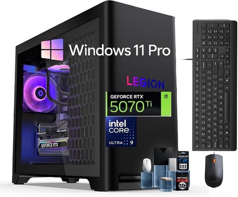 Lenovo Legion Tower 5i Gen 10 Gaming Desktop Computer, Intel Ultra9 275HX (24-Core), GeForce RTX 5070 Ti, 200W Liquid Cooling, USB KB & Mouse & Accessories, Win 11 Pro, 64GB DDR5, 4TB SSD, 2TB HDD in Kuwait