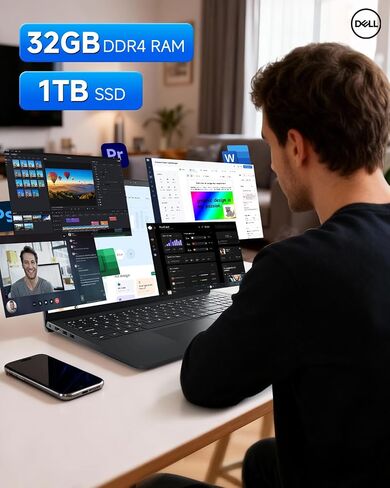 Dell 15 Laptop DC15250 Touchscreen Computer, Intel 10-Core i7-1355U(Up to 5.0GHz), Intel UHD Graphics, 15.6" FHD Anti-Glare Touchscreen, 64 GB RAM, 2 TB SSD, Wi-Fi 6, Copilot-AI, Windows 11 Pro in Saudi Arabia