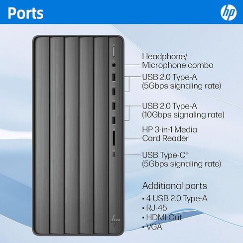 HP Desktop Computers Tower PC, 20-core Intel Core i7-14700(Beat i9-11900K), 32GB DDR4, 1TB PCIe SSD, Type-C, HDMI, VGA, Bluetooth, WiFi6, Keyboard and Mouse, Windows 11 Pro, Black in Kuwait