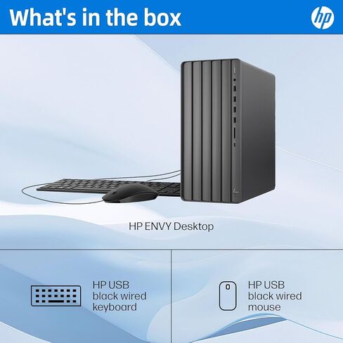 HP Desktop Computers Tower PC, 20-core Intel Core i7-14700(Beat i9-11900K), 32GB DDR4, 1TB PCIe SSD, Type-C, HDMI, VGA, Bluetooth, WiFi6, Keyboard and Mouse, Windows 11 Pro, Black in Kuwait