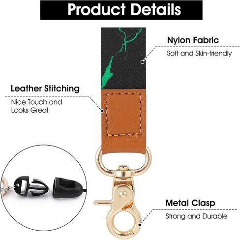 Wrist Lanyard Keychain, Marble Hand Wrist Lanyard with Swivel Lobster Clasp + Mini Lanyard with Metal Keyring, Leather Wristband Keychain for Car Keys ID Badges Card in Saudi Arabia