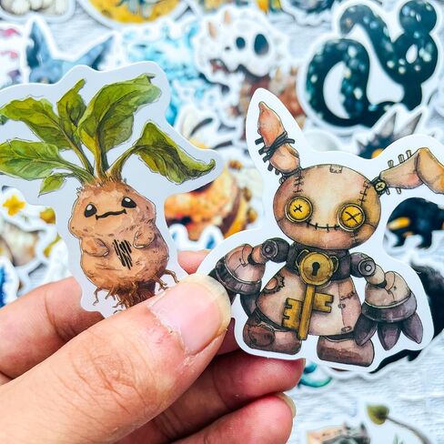 50 Pcs Fantasy Cryptid Stickers Pack - Cute Waterproof Vinyl Fairy Tale Monster Decals for Scrapbook, Journal, Laptop, Water Bottle, DIY Crafts, Planner & Gift in Kuwait