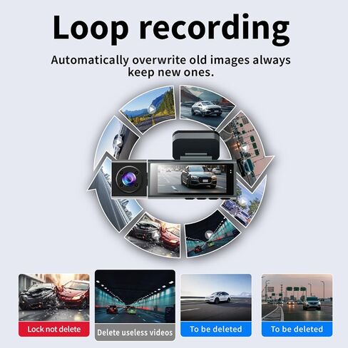 Generic 1080P Triple Dash Cam Front and Rear and Cabin Recording, 2.0" IPS Screen Car Accessories, G-Sensor, Night Vision Loop Recording, Motion Detection, Heatproof, Electronics Max 64GB Support in Saudi Arabia