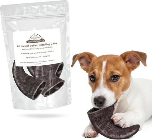 WhiteTail Naturals - Water Buffalo Horns for Dogs (2 Pack Large) All-Natural Buffalo Horn Dog Bone - Long Lasting Chew Toy for Aggressive Chewers and Teething Puppies in Kuwait