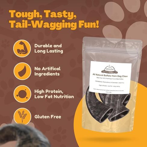 WhiteTail Naturals - Water Buffalo Horns for Dogs (2 Pack Large) All-Natural Buffalo Horn Dog Bone - Long Lasting Chew Toy for Aggressive Chewers and Teething Puppies in Kuwait
