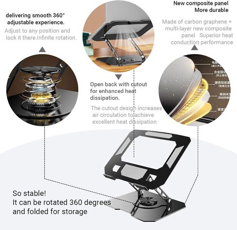 Adjustable Laptop Stand for Desk - 360° Rotating Ergonomic Laptop Riser, Foldable Portable Computer Stand Fits MacBook Air/Pro 10-16 Inchoffice Desk Accessories in Saudi Arabia
