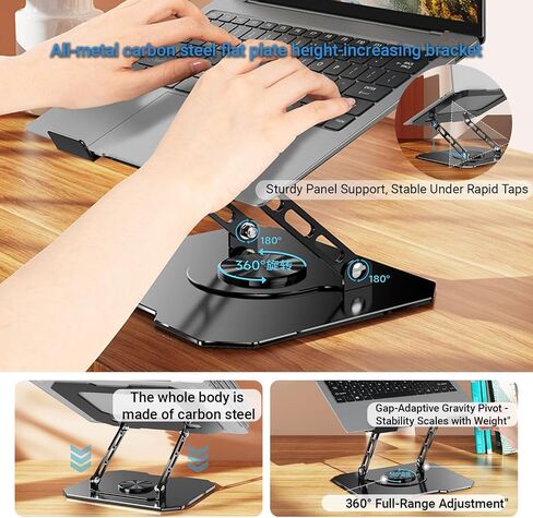 Adjustable Laptop Stand for Desk - 360° Rotating Ergonomic Laptop Riser, Foldable Portable Computer Stand Fits MacBook Air/Pro 10-16 Inchoffice Desk Accessories in Saudi Arabia