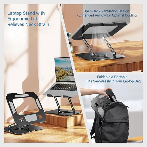 Adjustable Laptop Stand for Desk - 360° Rotating Ergonomic Laptop Riser, Foldable Portable Computer Stand Fits MacBook Air/Pro 10-16 Inchoffice Desk Accessories in Saudi Arabia