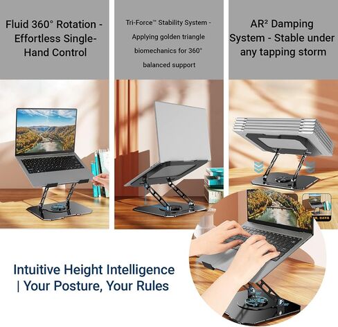 Adjustable Laptop Stand for Desk - 360° Rotating Ergonomic Laptop Riser, Foldable Portable Computer Stand Fits MacBook Air/Pro 10-16 Inchoffice Desk Accessories in Saudi Arabia