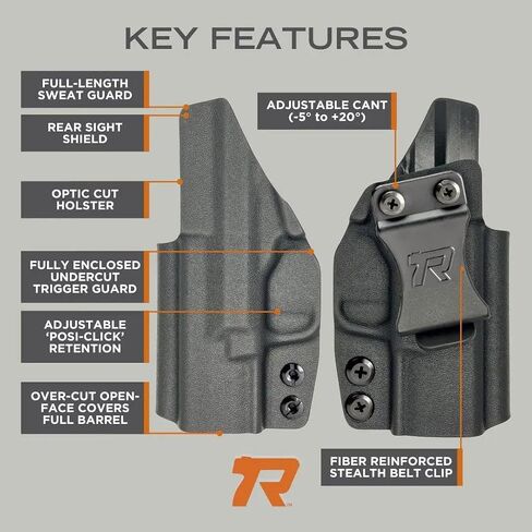 Rounded IWB Holster - Inside Waistband Concealed Carry, American Made, Concealment Express, Black Kydex, Optics Ready, Fits: in Saudi Arabia