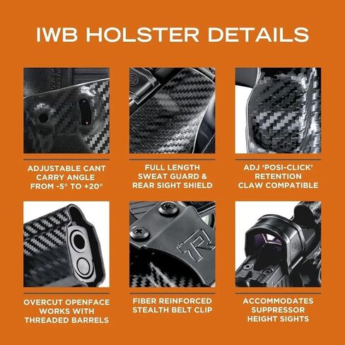 Rounded IWB Holster - Inside Waistband Concealed Carry, American Made, Concealment Express, Black Kydex, Optics Ready, Fits: in Saudi Arabia