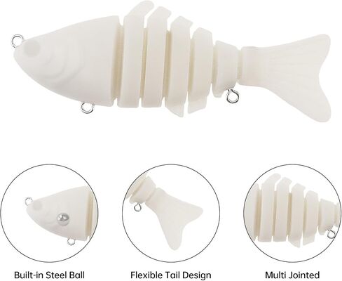 5pcs Multi Jointed Unpainted Fish Lure Swimbait Hard Bait, Fishing Lures Bodies Set, Blanks Unpainted Crankbait DIY for Bass in Saudi Arabia