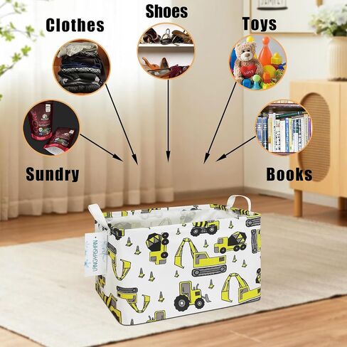 Rectangular Collapsible Boys Racecar Storage Basket Nursery Organizer | Car Storage Bin Foldable Canvas with Handles for Organizing Home Kitchen Children Toys Office Closet Shelf Baskets in Saudi Arabia