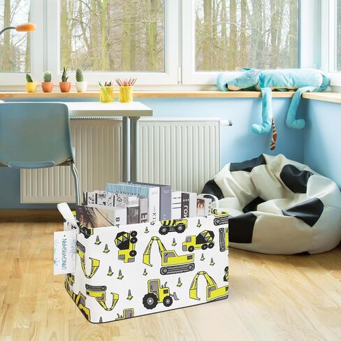 Rectangular Collapsible Boys Racecar Storage Basket Nursery Organizer | Car Storage Bin Foldable Canvas with Handles for Organizing Home Kitchen Children Toys Office Closet Shelf Baskets in Saudi Arabia