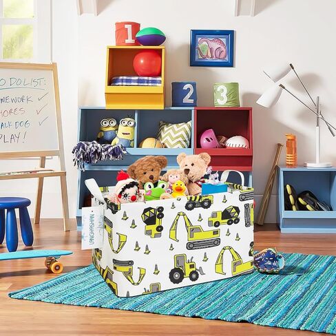 Rectangular Collapsible Boys Racecar Storage Basket Nursery Organizer | Car Storage Bin Foldable Canvas with Handles for Organizing Home Kitchen Children Toys Office Closet Shelf Baskets in Saudi Arabia
