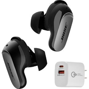 سماعات أذن Bose QuietComfort Ultra Bluetooth الجديدة (الجيل الثاني)، سماعات أذن لاسلكية بخاصية إلغاء الضوضاء، بطارية تصل إلى 6 ساعات، تصنيف IPX4، صوت غامر، باس عميق + شاحن حائط Green Extreme Wall (أسود) in Kuwait