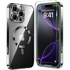 حافظة Astter لهاتف iPhone 17 Pro Max شفافة، حافظة مغناطيسية لهاتف iPhone 17 ProMax مع واقي شاشة [غير صفراء] مقاومة للصدمات متوافقة مع حافظة الهاتف النحيفة MagSafe لهاتف 17 Pro Max - شفافة in Kuwait