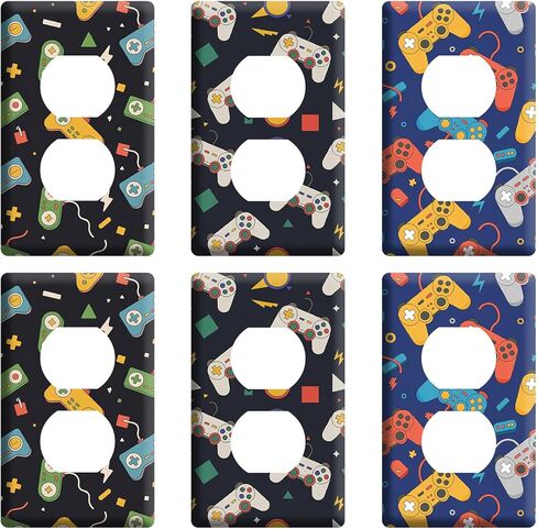GTOTd Video Game Outlet Cover Sticker Deacl 6 PCS (Not Plate,Size 4.50" x 2.76"),Cute DIY Decor Art Decorative Light Switch Plate Faceplate Kids Room Kitchen Bathroom in Saudi Arabia