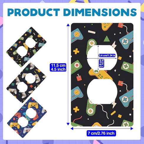 GTOTd Video Game Outlet Cover Sticker Deacl 6 PCS (Not Plate,Size 4.50" x 2.76"),Cute DIY Decor Art Decorative Light Switch Plate Faceplate Kids Room Kitchen Bathroom in Saudi Arabia