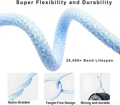 PD 20W Charger Cable, Nylon Braided Cord, Fast Charging Cable for iPhone 14/13/12/11/XS/XR/X/8/iPad, Sky Blue, 6.6FT in Saudi Arabia