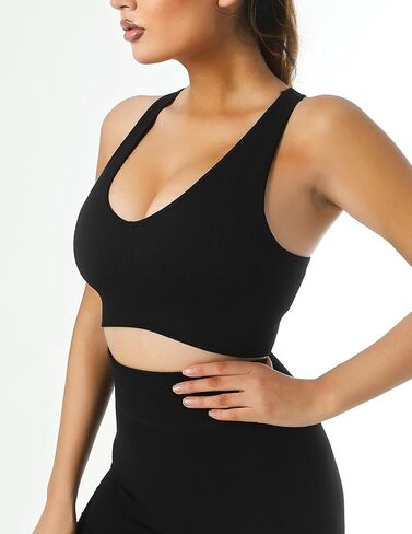 Women’s Ribbed Scoop Neck Crop Tank Top with Wide Strap Athletic Knit Design for Gym & Casual Wear (Red 1, S) in Saudi Arabia