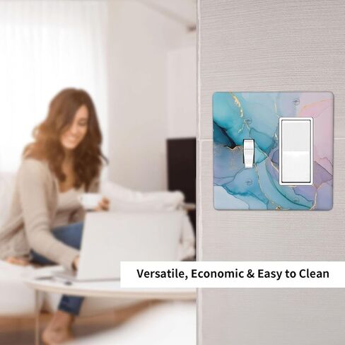 Blue Sea, Blue Sky And Sandy Beach Pattern Double Toggle Wall Plate Switch Decorative Panel Electrical Socket Plate Suitable For Bathroom Kitchen Living Room Bedroom in Saudi Arabia