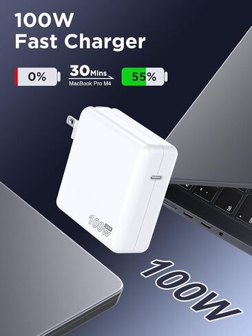 شاحن 100 واط لجهاز MacBook Pro 14 16 بوصة MacBook Air 13 15 بوصة 2025 2024 2023 2022 2021 M4 M3 M2 M1، محول طاقة 100 واط GaN، كابل USB C إلى 3 مغناطيسي 6.6FT، كابل USB C إلى C بطول 6.6FT in Kuwait