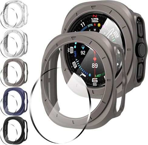 Suoman 5+5 Pack for Samsung Galaxy Watch 7 40mm Case, [Anti-Peeping] 9H Tempered Glass Privacy Screen Protector+ All-Round PC Matte Protective Cover Bumper -Black+Blue+Silver+Grey+Clear in Saudi Arabia