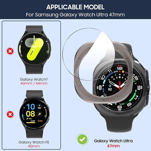 Suoman 5+5 Pack for Samsung Galaxy Watch 7 40mm Case, [Anti-Peeping] 9H Tempered Glass Privacy Screen Protector+ All-Round PC Matte Protective Cover Bumper -Black+Blue+Silver+Grey+Clear in Saudi Arabia