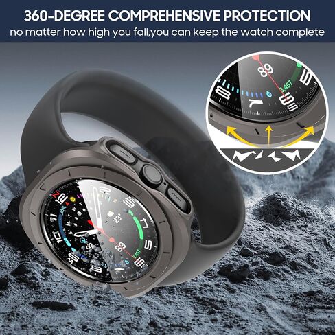Suoman 5+5 Pack for Samsung Galaxy Watch 7 40mm Case, [Anti-Peeping] 9H Tempered Glass Privacy Screen Protector+ All-Round PC Matte Protective Cover Bumper -Black+Blue+Silver+Grey+Clear in Saudi Arabia