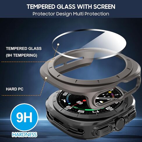 Suoman 5+5 Pack for Samsung Galaxy Watch 7 40mm Case, [Anti-Peeping] 9H Tempered Glass Privacy Screen Protector+ All-Round PC Matte Protective Cover Bumper -Black+Blue+Silver+Grey+Clear in Saudi Arabia