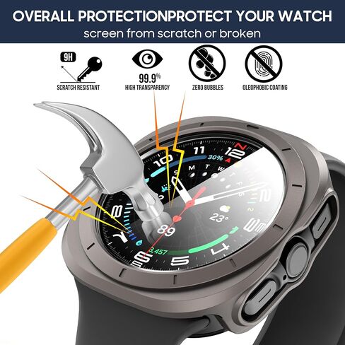 Suoman 5+5 Pack for Samsung Galaxy Watch 7 40mm Case, [Anti-Peeping] 9H Tempered Glass Privacy Screen Protector+ All-Round PC Matte Protective Cover Bumper -Black+Blue+Silver+Grey+Clear in Saudi Arabia
