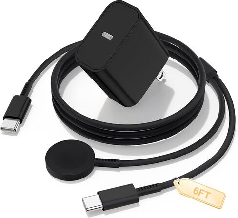 شاحن ساعة ذكية 2 في 1 6FT لساعة Samsung Galaxy Watch Ultra/8/7/6/5/4/3/Active 2/1 (Pro، Classic)& 45W USB-C شاحن فائق السرعة لهاتف Samsung Phone S25 S24 S23 S22، سلك كابل للساعات المغناطيسية in Kuwait