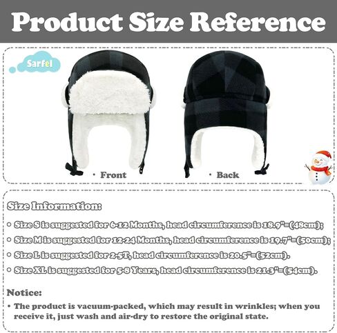 Sarfel Toddler Winter Hat Baby Boy Winter Hat Sherpa Lined Toddler Warm Fleece Hats Kids Trapper Hats for Boys Girls Beanie in Kuwait