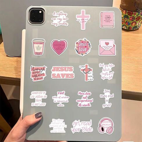 50Pcs Pink Jesus Stickers for Adults,Inspirational Bible Verse Water Bottle Stickers for Teens Kids Teachers, Journaling Scrapbook Laptop Positive Quote Vinyl Christian Sticker (Pink Bible) in Saudi Arabia