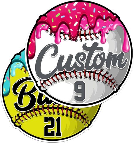 Custom Baseball Softball Bat Knob Sticker Personalized Name Number Decal, Waterproof Vinyl, Durable Sports Equipment Label for Helmet, Laptop, Water Bottle, Baseball Softball Players Team, 1.5-12 Inch in Kuwait