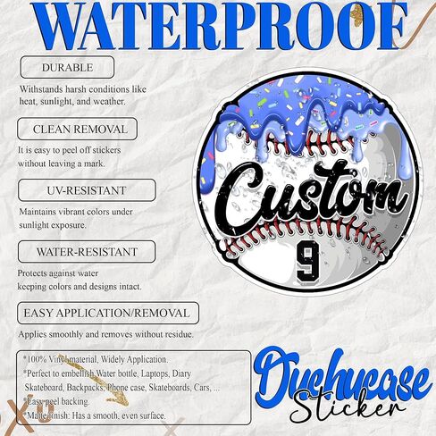 Custom Baseball Softball Bat Knob Sticker Personalized Name Number Decal, Waterproof Vinyl, Durable Sports Equipment Label for Helmet, Laptop, Water Bottle, Baseball Softball Players Team, 1.5-12 Inch in Kuwait
